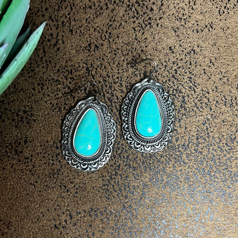 Scrolled Turquoise Drops