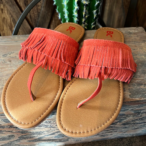 Burnt Orange Fringe Sandals NWOT Size 7.5