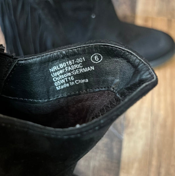 Black Fringe Booties Size 6