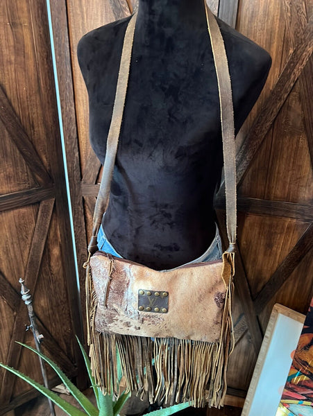 Cowhide Crossbody with Patch