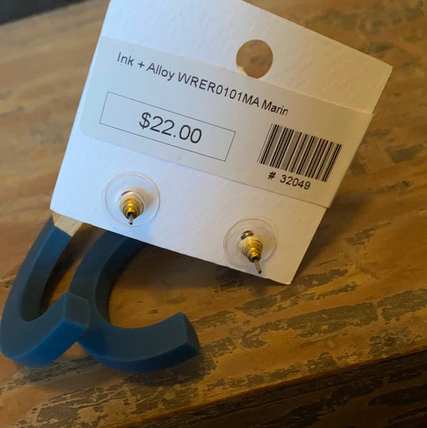 Wood/Navy Hoops-NWT