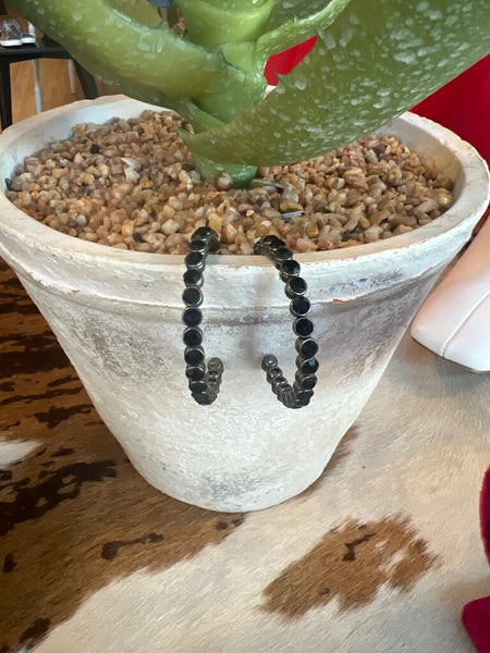 Black Crystal Hoops