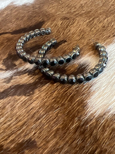 Black Crystal Hoops