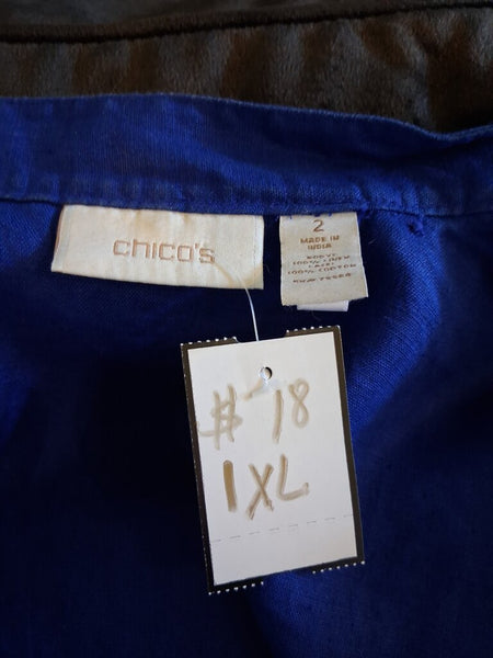 Chicos Royal Blue Linen Size 2 (1X)