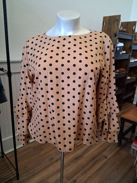 Polka Dot Ruffle Sleeves Blouse 4X