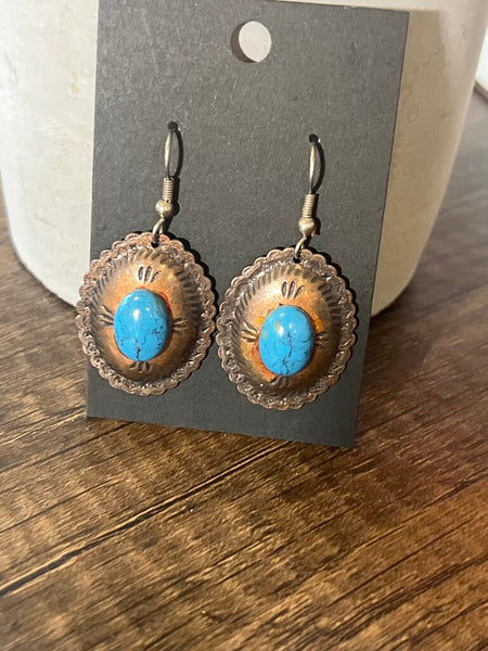 Copper Concho Earrings