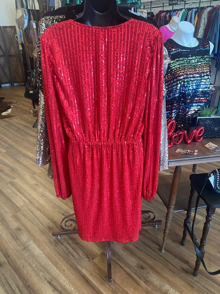 Vin & Love Red Sequin Dress Size M