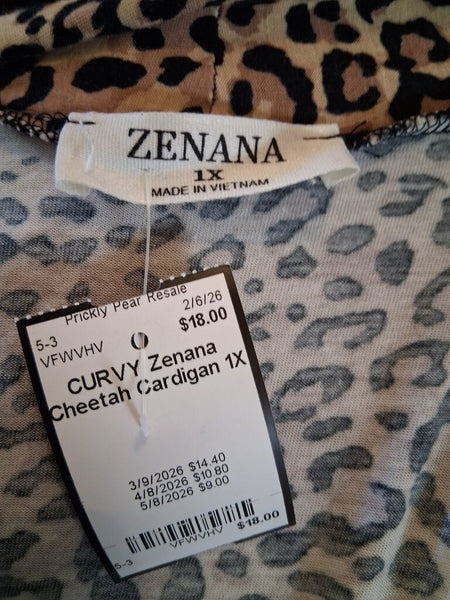 Zenana Cheetah Cardigan 1X