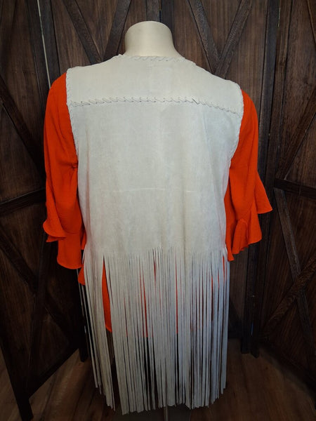 Cream Fringe Vest Size M (Fits o/s)