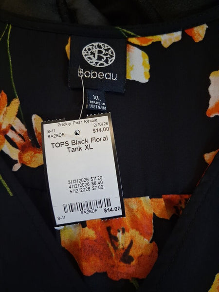 Black Floral Tank XL