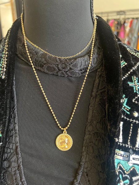2 Strand Gold Pendant Necklace