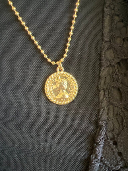 2 Strand Gold Pendant Necklace