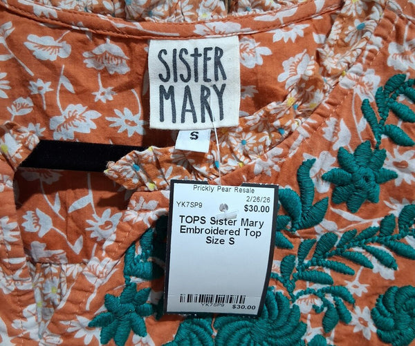 Sister Mary Embroidered Top Size S