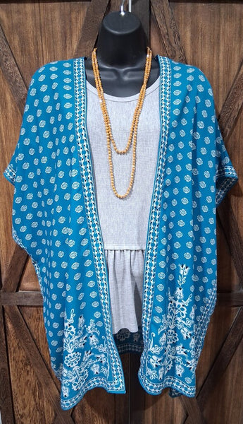 Teal Printed Kimono S