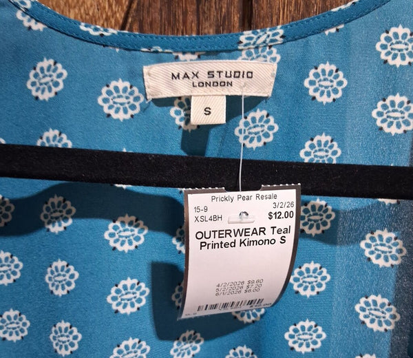 Teal Printed Kimono S