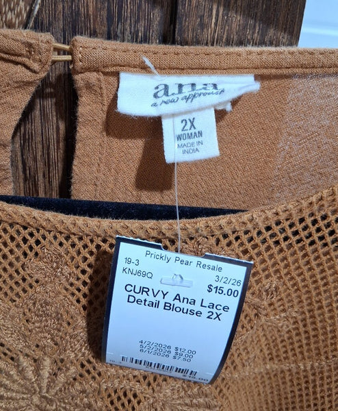 Ana Lace Detail Blouse 2X