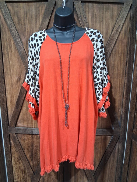 Umgee Red & Leopard Top Size L