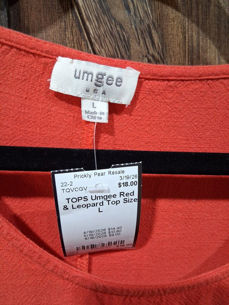 Umgee Red & Leopard Top Size L