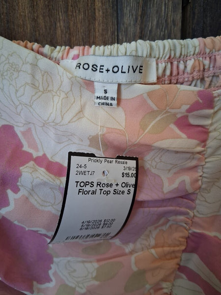 Rose + Olive Floral Top Size S