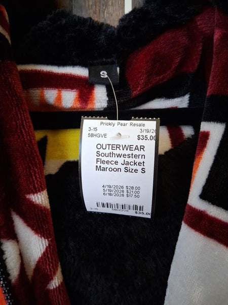 Southwestern Fleece Jacket Maroon Size S