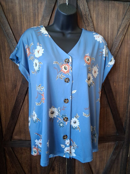 FLT Studio NWT Blue Floral Top Size M