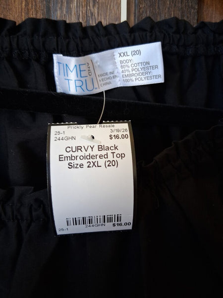 Black Embroidered Top Size 2XL (20)