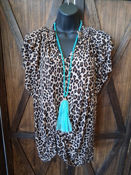 Ane Klein Size XL Leopard Print V-Neck Size XL