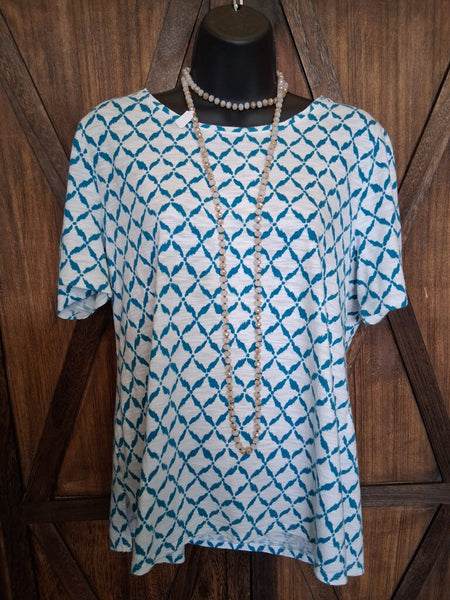 Chico's Basic Tee Turquoise/White Size 1 M