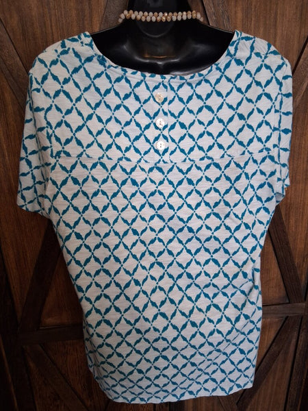 Chico's Basic Tee Turquoise/White Size 1 M