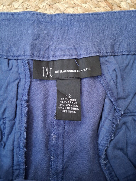 INC Blue Scalloped Edge Shorts Size 12