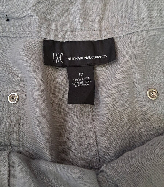 INC Gray Linen Shorts Size 12