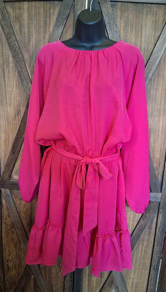 Scoop Hot Pink Ruffle Dress Size XL (16-18)