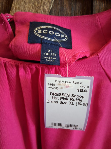 Scoop Hot Pink Ruffle Dress Size XL (16-18)