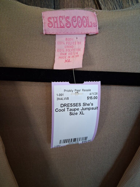 She's Cool Taupe Jumpsuit Size XL