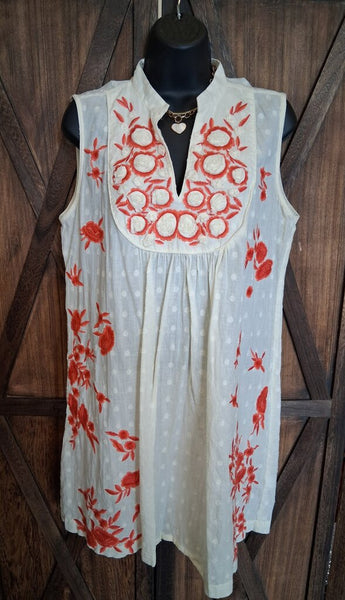 Ivy Jane Ivory Embroidered Flower Dress Size L