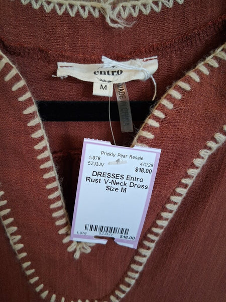 Entro Rust V-Neck Dress Size M