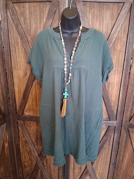 Entro Sage V-Neck Dress Size S