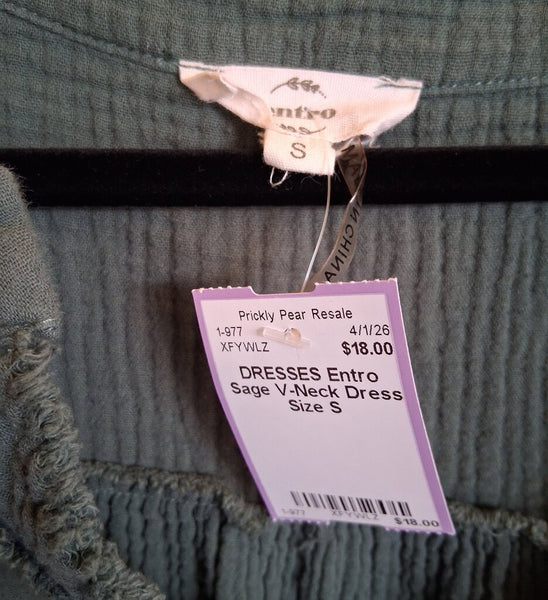 Entro Sage V-Neck Dress Size S
