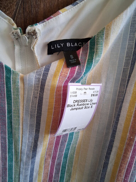Lily Black Rainbow Linen Jumpsuit Size S