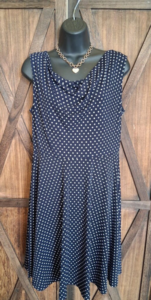 EnFocus Studio Polka Dot Navy Dress Size 12 M