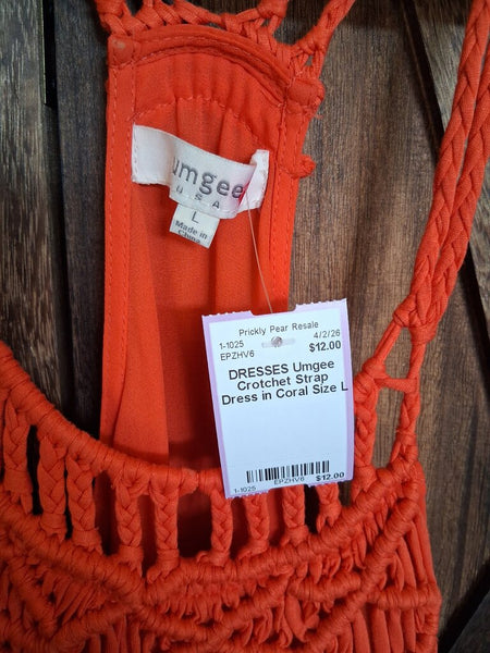 Umgee Crotchet Strap Dress in Coral Size L