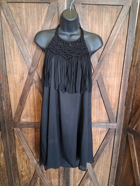 Umgee Crotchet Strap Dress in Black Size L