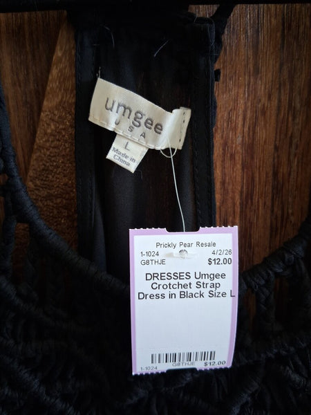 Umgee Crotchet Strap Dress in Black Size L