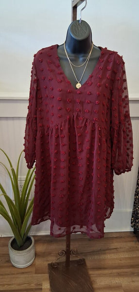Maroon PomPom Dress M