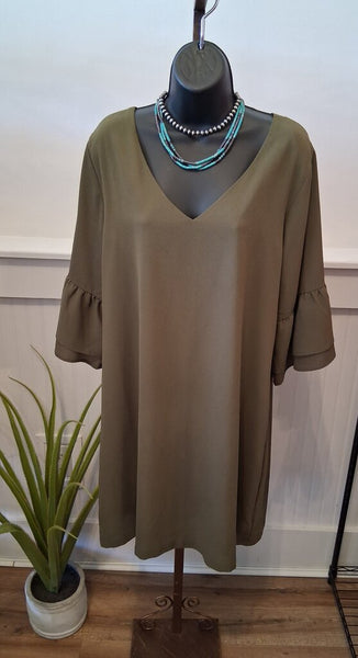 Belongsci Ruffle Sleeve Midi Dress Size XL