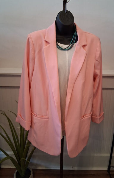 Zenana Woven 3/4 Sleeve Blazer Size L