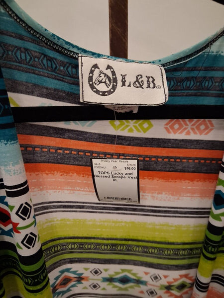 Lucky and Blessed Serape Vest XL