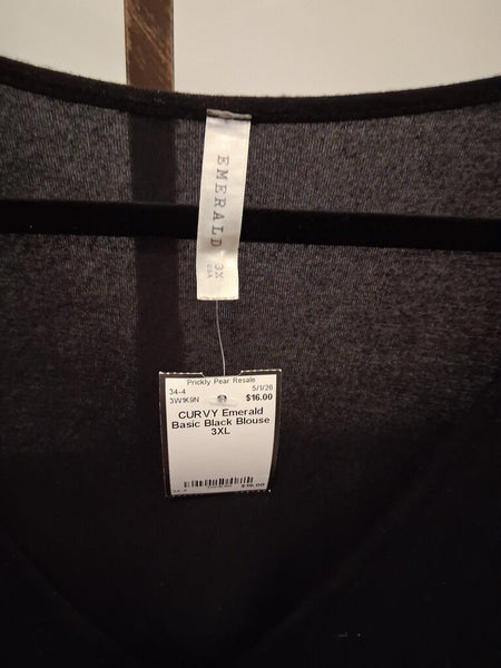Emerald Basic Black Blouse 3XL