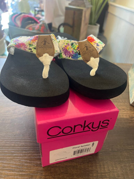 Corkys Floral Splatter Flip Flop NWT Size 9