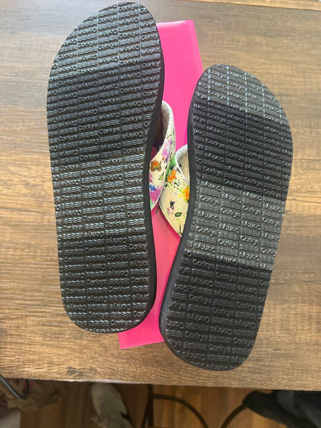 Corkys Floral Splatter Flip Flop NWT Size 9